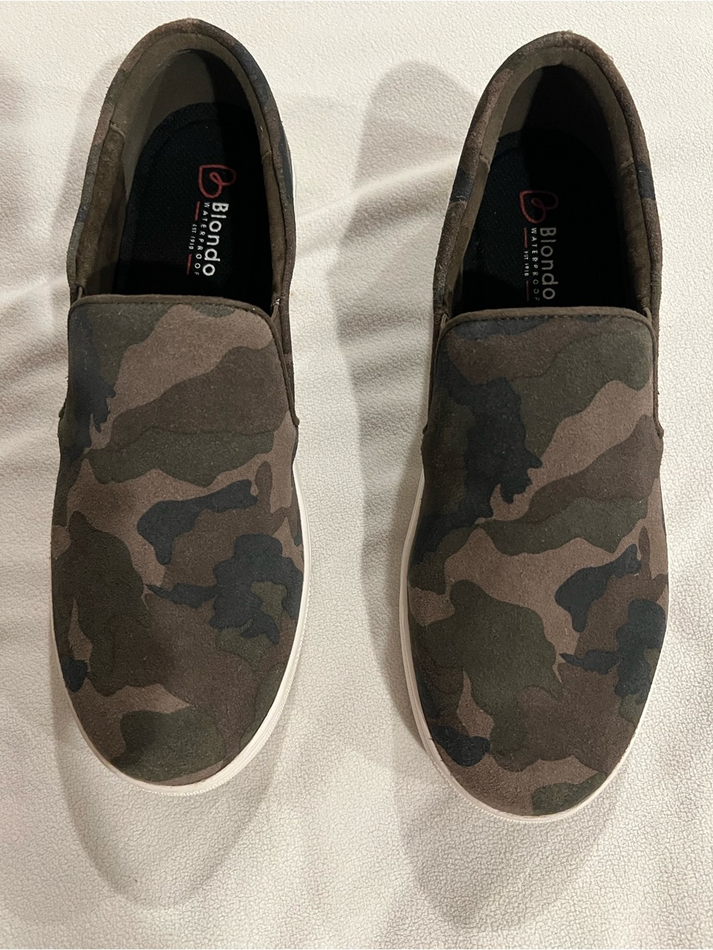 Blondo Men's Camo Slip-On Loafers in Olive and Brown